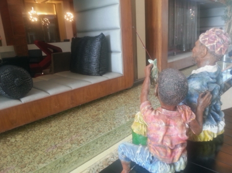 Fishing sculpture in African Pride Crystal Towers hotel